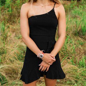 Princess Polly US 4 black one shoulder dress